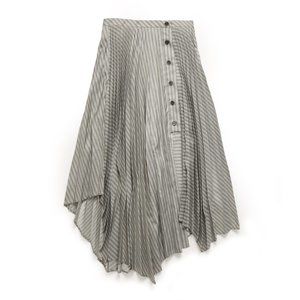Acne Studios grey stripe pleated slit midi skirt